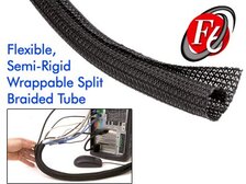 Picture of 1 Inch Black F6 Braided Sleeve - 25FT