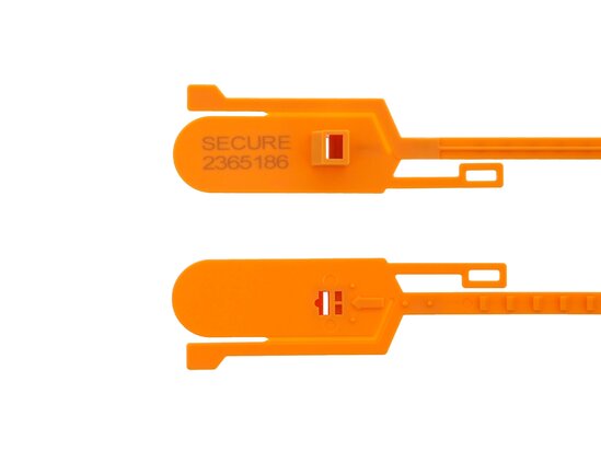 orange 15 inch tamper evident plastic security seal