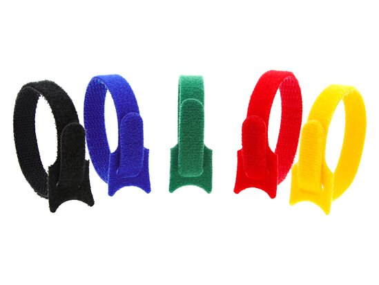 Picture of 8 Inch Multi-colored Hook and Loop Tie Wraps - 10 Pack