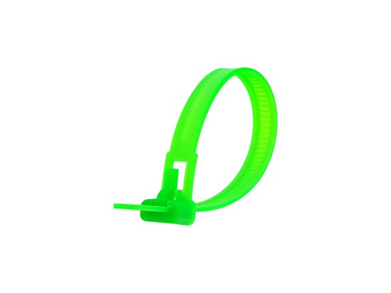 6 Inch Flourescent Green Standard Releasable Cable Tie
