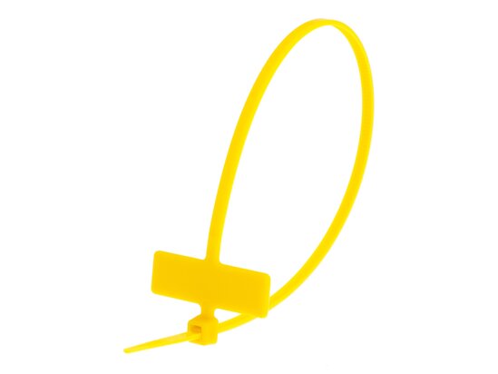 Inside Flag 8 Inch Yellow Miniature Identification Cable Tie Loop