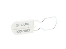 Picture of White Plastic Padlock Security Seal with Large Metal Wire Ring - 100 Pack