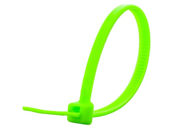 Picture of 4 Inch Fluorescent Green Miniature Releasable Cable Tie - 100 Pack