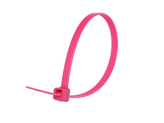 Picture of 8 Inch Fluorescent Pink Standard Cable Tie - 100 Pack