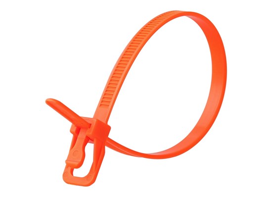 Picture of EveryTie 10 Inch Fluorescent Orange Releasable Tie - 100 Pack