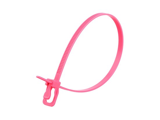Picture of 10 Inch Fluorescent Pink Releasable/Reusable Cable Tie - 20 Pack