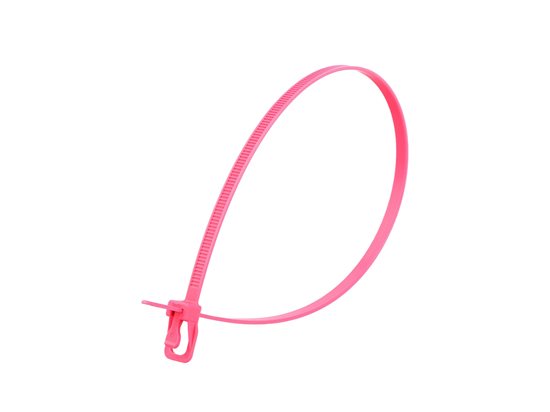 Picture of 14 Inch Fluorescent Pink Releasable/Reusable Cable Tie -100 Pack