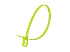 Picture of 12 Inch 50 Lbs Fluorescent Yellow Releasable/Reusable Cable Tie - 20 Pack