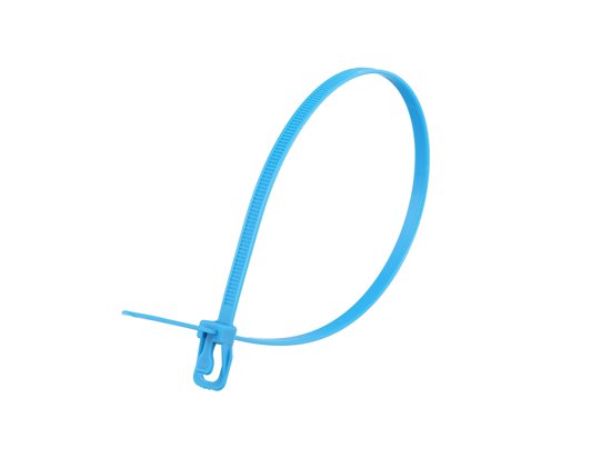 Picture of 14 Inch 50 Lbs Fluorescent Blue Releasable/Reusable Cable Tie -20 Pack