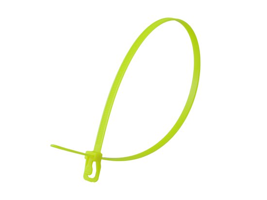 Picture of 16 Inch 50 Lbs Fluorescent Yellow Releasable/Reusable Cable Tie -20 Pack