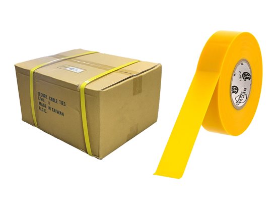Picture of Full Case of Yellow Electrical Tape 3/4 Inch x 66 Feet - 200 Rolls